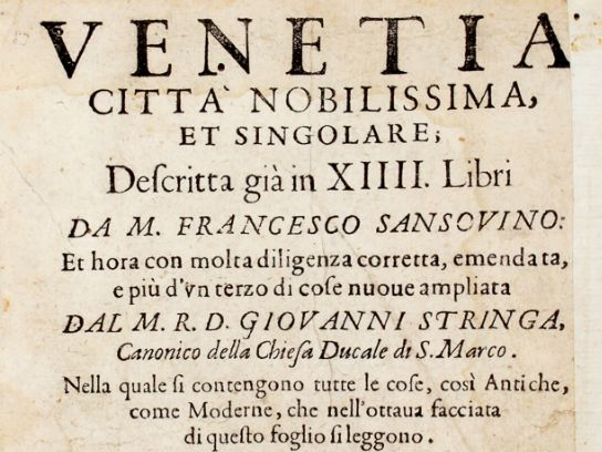 Francesco Sansovino, Venetia città nobilissima et singolare, 1581