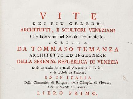 Tommaso Temanza, Vite dei più celebri architetti e scultori veneziani che fiorirono nel secolo decimosesto, 1778